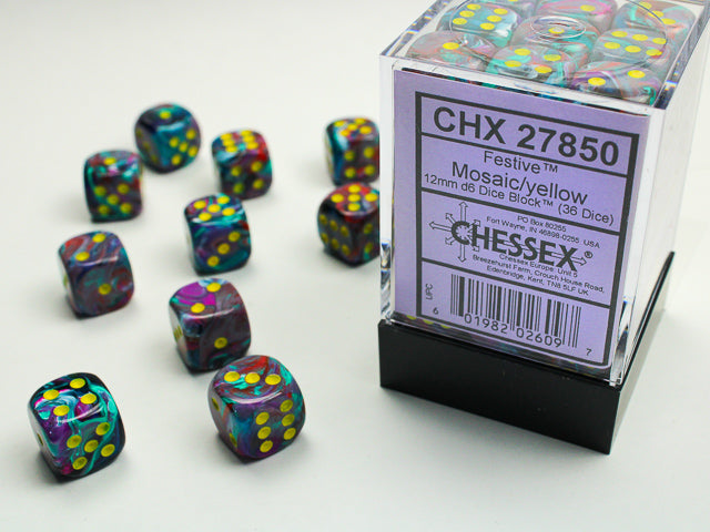 CHESSEX FESTIVE DICE: MOSAIC & YELLOW SETS | Gamers Paradise