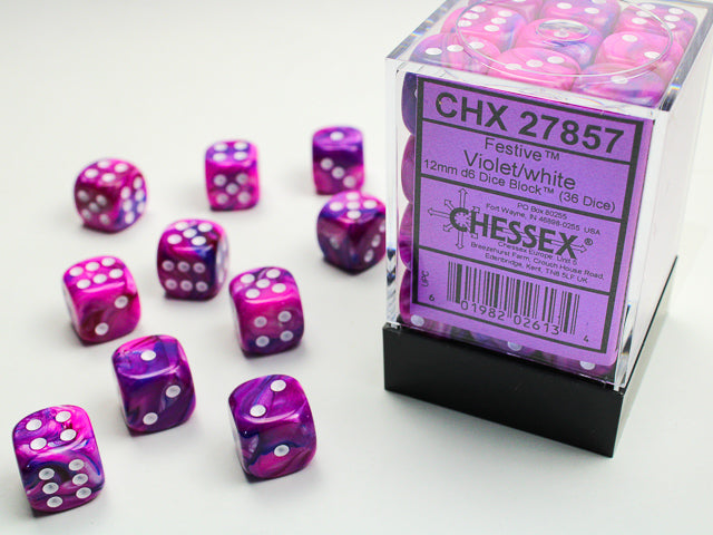 CHESSEX FESTIVE DICE: VIOLET & WHITE | Gamers Paradise