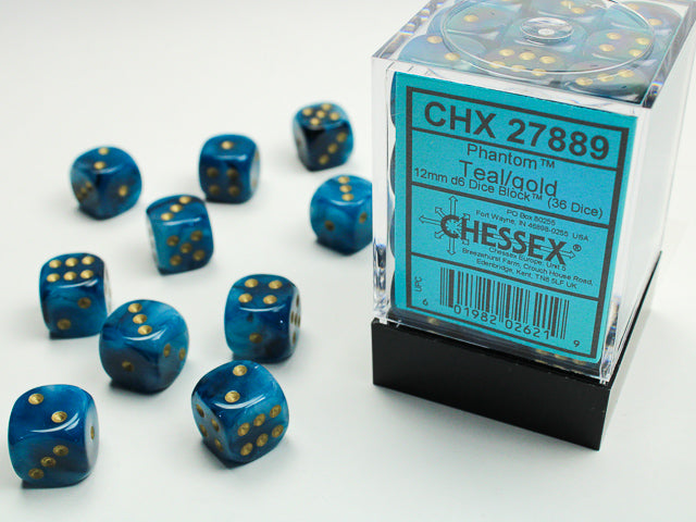 CHESSEX PHANTOM DICE: TEAL & GOLD SETS | Gamers Paradise