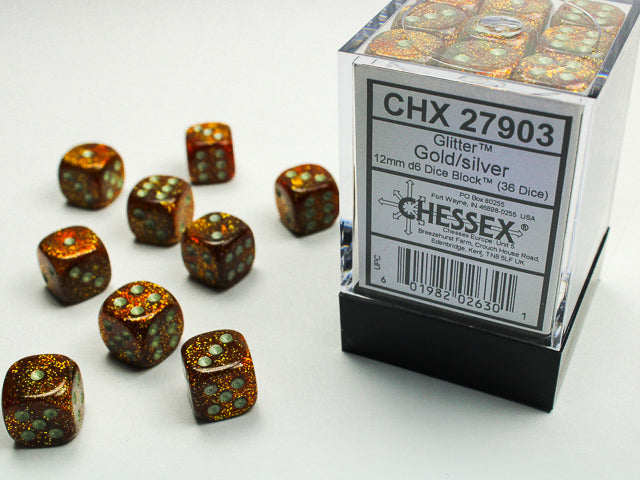 CHESSEX GLITTER DICE: GOLD & SILVER SETS | Gamers Paradise
