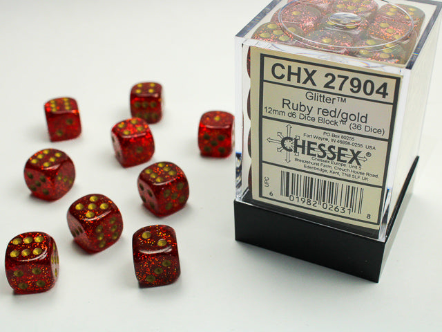 CHESSEX GLITTER DICE: RUBY RED & GOLD SETS | Gamers Paradise