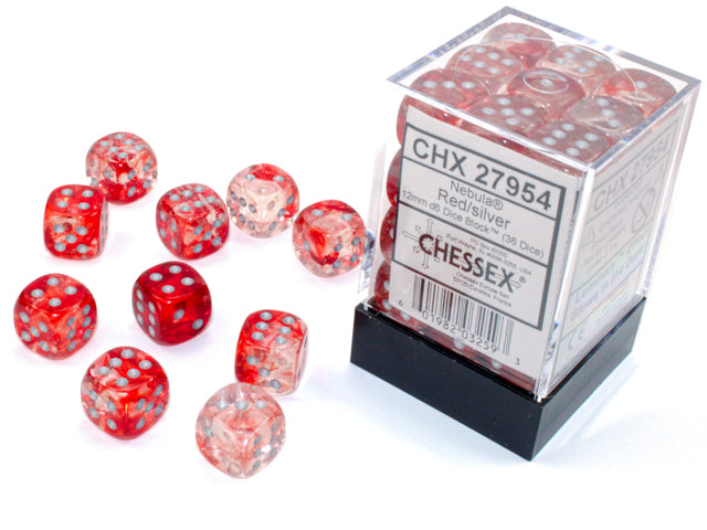 CHESSEX NEBULA DICE: RED & SILVER SETS | Gamers Paradise