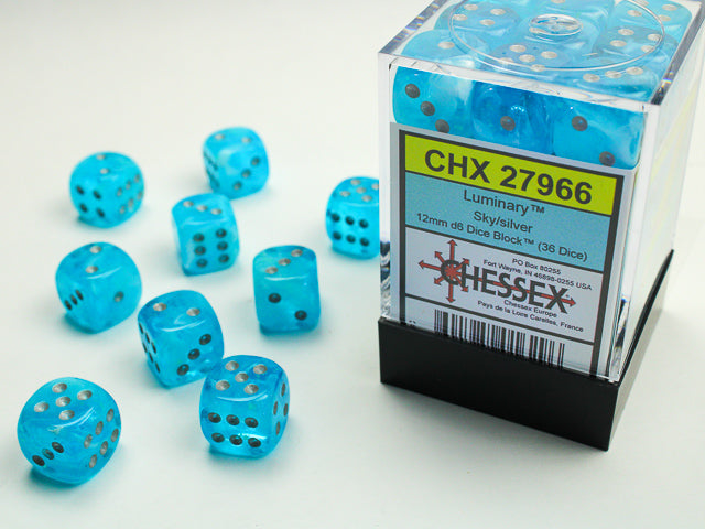 CHESSEX LUMINARY DICE: SKY/SILVER | Gamers Paradise