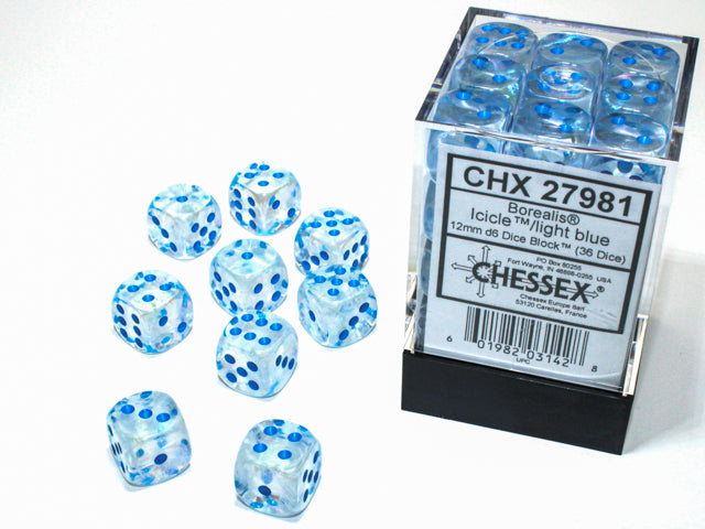 CHESSEX BOREALIS DICE: ICICLE & LIGHT BLUE SETS | Gamers Paradise