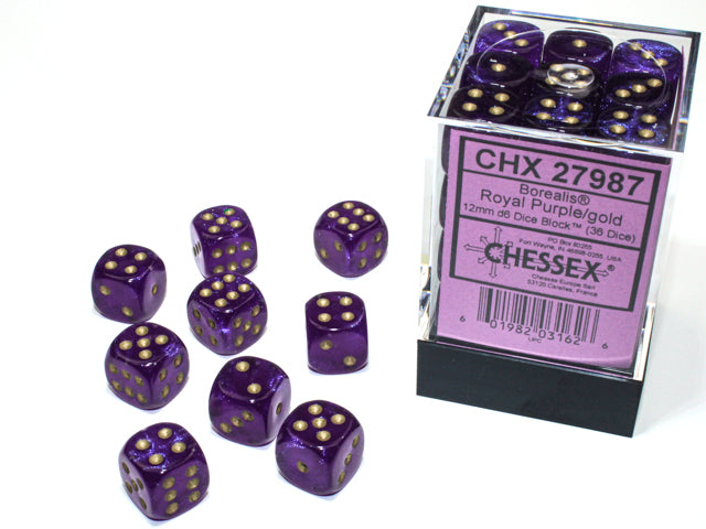 CHESSEX BOREALIS DICE: ROYAL PURPLE & GOLD SETS | Gamers Paradise