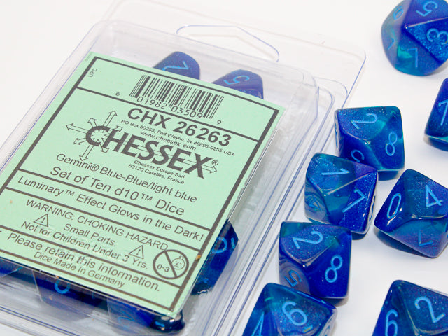 CHESSEX GEMINI DICE: BLUE-BLUE & LIGHT BLUE SETS | Gamers Paradise