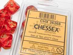 CHESSEX GEMINI DICE: RED-YELLOW/GOLD | Gamers Paradise