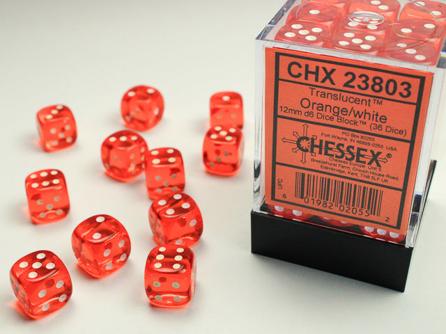 CHESSEX TRANSLUCENT DICE: ORANGE & WHITE SETS | Gamers Paradise