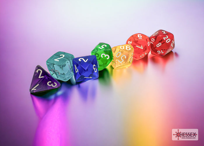 CHESSEX DICE: GM AND BEGINNER PLAYER POLYHEDRAL DICE SET PRISM TRANSLUCENT | Gamers Paradise