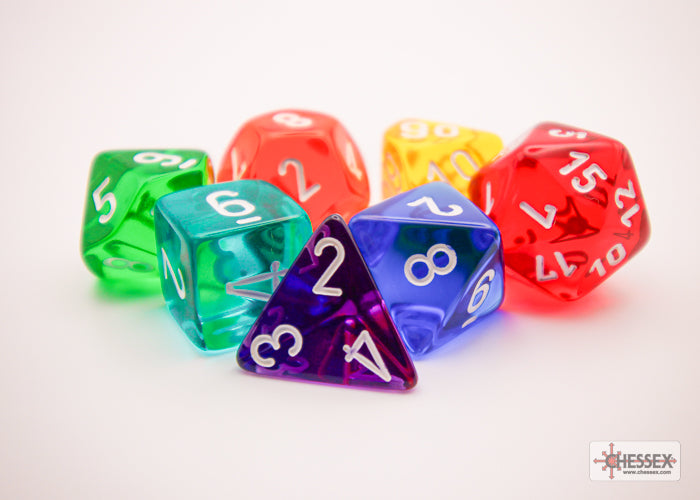 CHESSEX DICE: GM AND BEGINNER PLAYER POLYHEDRAL DICE SET PRISM TRANSLUCENT | Gamers Paradise