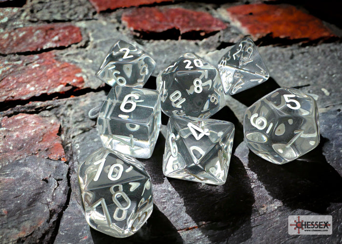 CHESSEX TRANSLUCENT DICE: CLEAR & WHITE SETS | Gamers Paradise