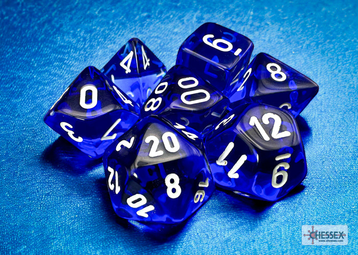 CHESSEX TRANSLUCENT DICE: BLUE & WHITE SETS | Gamers Paradise