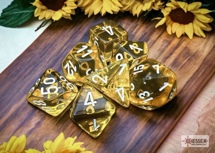 CHESSEX TRANSLUCENT DICE: YELLOW & WHITE SETS | Gamers Paradise