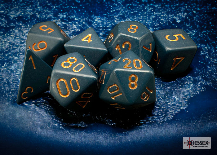 CHESSEX OPAQUE DICE: DUSTY BLUE & COPPER | Gamers Paradise