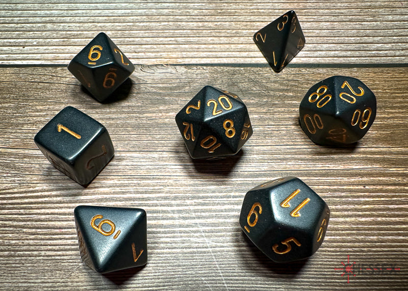 CHESSEX OPAQUE DICE: BLACK & GOLD SETS | Gamers Paradise