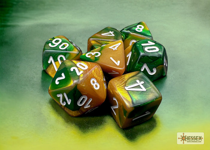 CHESSEX GEMINI DICE: GOLD-GREEN & WHITE SETS | Gamers Paradise