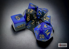 CHESSEX GEMINI DICE: PURPLE-BLACK/BLUE-GOLD | Gamers Paradise
