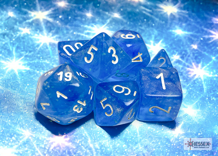 CHESSEX BOREALIS DICE: SKY BLUE & WHITE SETS | Gamers Paradise