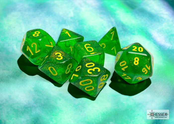 CHESSEX BOREALIS DICE: MAPLE GREEN & YELLOW SETS | Gamers Paradise