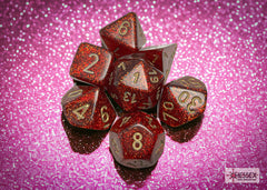 CHESSEX GLITTER DICE: RUBY RED & GOLD SETS | Gamers Paradise