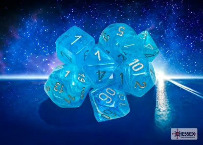 CHESSEX LUMINARY DICE: SKY/SILVER | Gamers Paradise