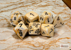 CHESSEX MARBLE DICE: MARBLE IVORY & BLACK SET | Gamers Paradise