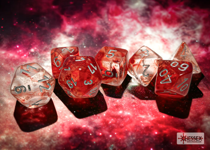 CHESSEX NEBULA DICE: RED & SILVER SETS | Gamers Paradise