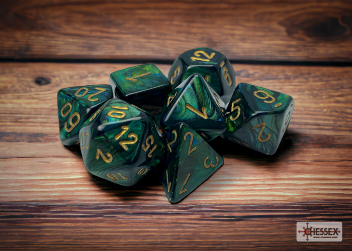CHESSEX SCARAB DICE: JADE & GOLD SETS | Gamers Paradise