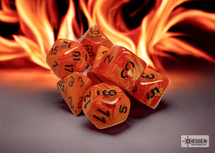 CHESSEX VORTEX DICE: VORTEX ORANGE & BLACK SETS | Gamers Paradise