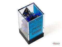 CHESSEX GEMINI DICE: PURPLE-BLACK/BLUE-GOLD | Gamers Paradise