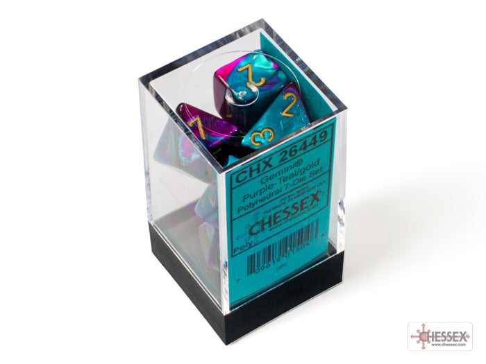 CHESSEX GEMINI DICE: PURPLE-TEAL & GOLD SETS | Gamers Paradise