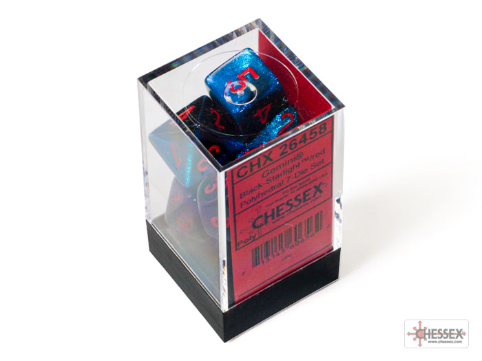 CHESSEX GEMINI DICE: BLACK-STARLIGHT & RED SETS | Gamers Paradise