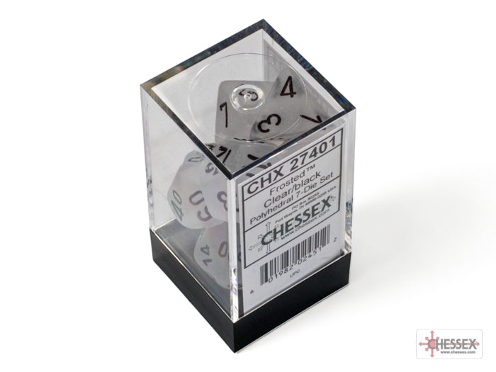 CHESSEX FROSTED DICE: CLEAR & BLACK SETS | Gamers Paradise