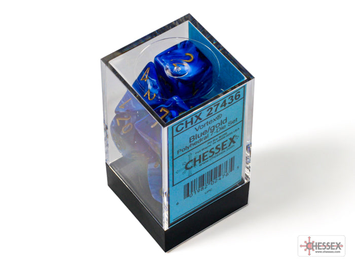 CHESSEX VORTEX DICE: BLUE/GOLD | Gamers Paradise