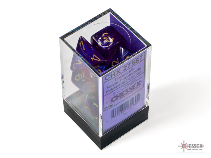 CHESSEX BOREALIS DICE: ROYAL PURPLE & GOLD SETS | Gamers Paradise