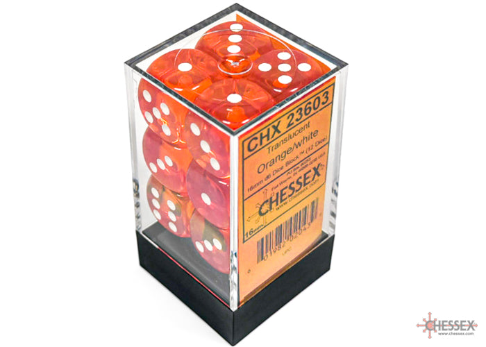 CHESSEX TRANSLUCENT DICE: ORANGE & WHITE SETS | Gamers Paradise