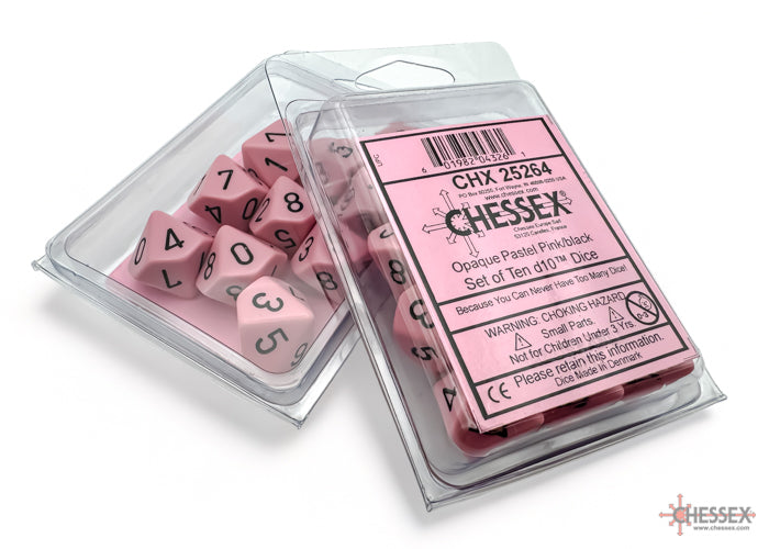 CHESSEX OPAQUE DICE: PASTEL PINK & BLACK | Gamers Paradise