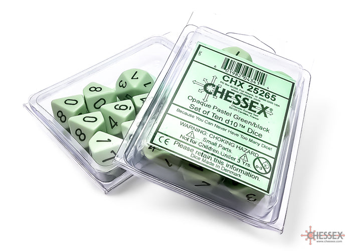 CHESSEX OPAQUE DICE: PASTEL GREEN & BLACK | Gamers Paradise