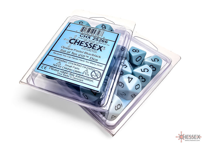 CHESSEX OPAQUE DICE: PASTEL BLUE & BLACK | Gamers Paradise