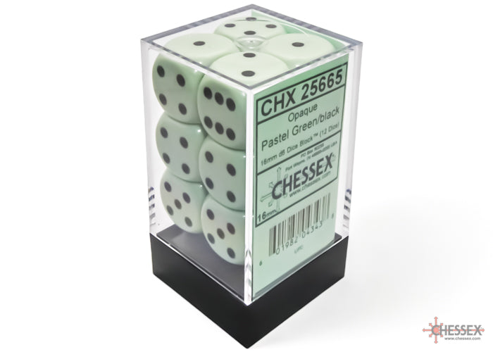 CHESSEX OPAQUE DICE: PASTEL GREEN & BLACK | Gamers Paradise