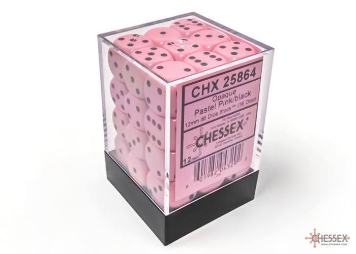 CHESSEX OPAQUE DICE: PASTEL PINK & BLACK | Gamers Paradise