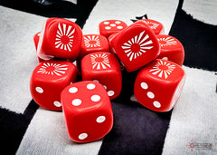 CHESSEX - Japan War Dice Opaque Red/white 16mm d6 Dice Block (12 dice) | Gamers Paradise