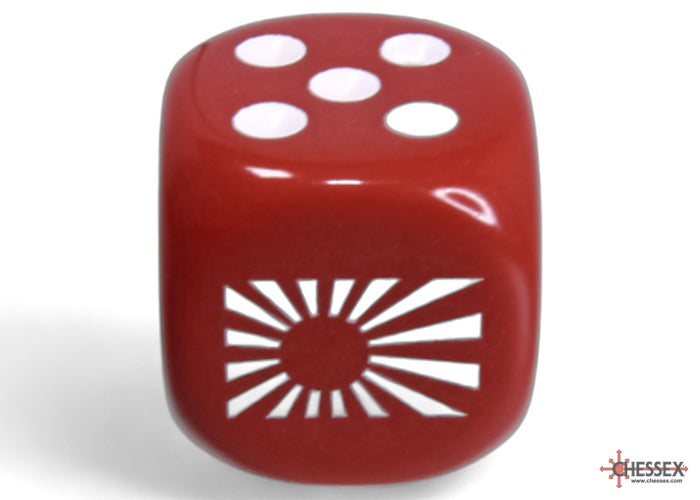 CHESSEX - Japan War Dice Opaque Red/white 16mm d6 Dice Block (12 dice) | Gamers Paradise