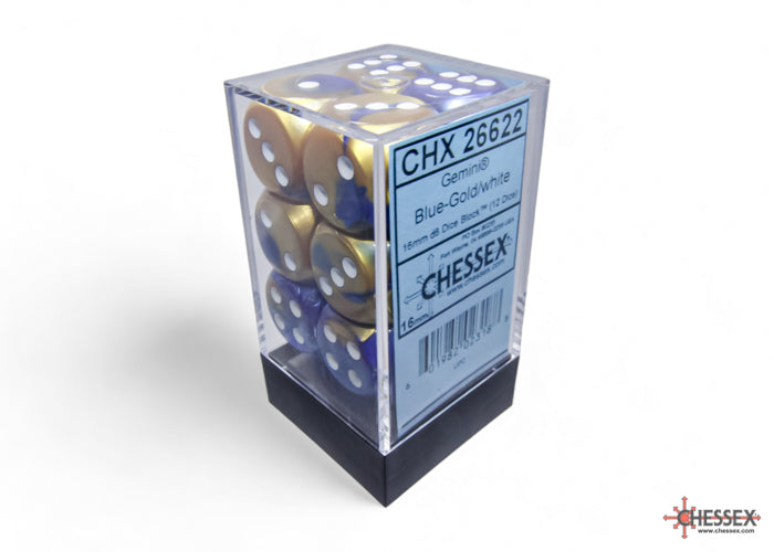 CHESSEX GEMINI DICE: BLUE-GOLD & WHITE SETS | Gamers Paradise