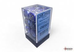 CHESSEX GEMINI DICE: PURPLE-BLACK/BLUE-GOLD | Gamers Paradise