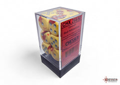CHESSEX Gemini Red-Yellow/silver 16mm d6 Dice Block (12 dice) | Gamers Paradise