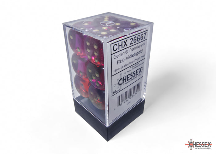 CHESSEX GEMINI TRANSLUCENT DICE: RED-VIOLTER & GOLD SETS | Gamers Paradise