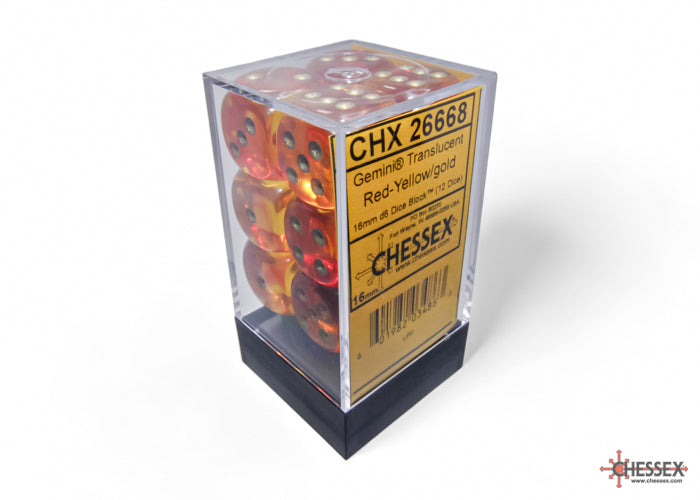 CHESSEX GEMINI DICE: RED-YELLOW/GOLD | Gamers Paradise