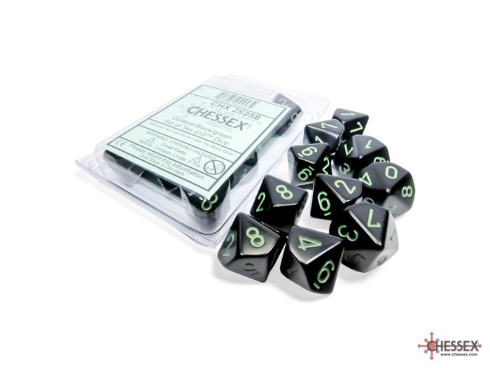 CHESSEX OPAQUE DICE: BLACK & GREEN | Gamers Paradise