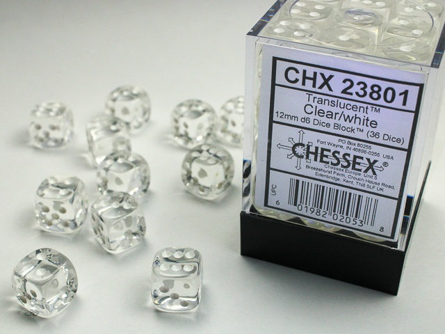 CHESSEX TRANSLUCENT DICE: CLEAR & WHITE SETS | Gamers Paradise